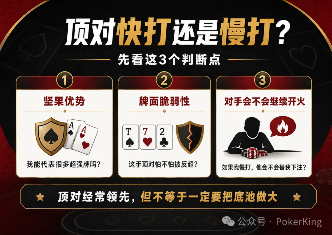 【EV扑克】别一拿顶对就加注：这5种情况，慢打反而赢得更多